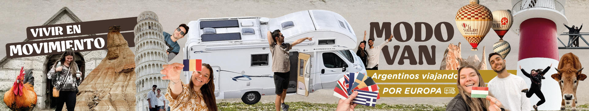 Collage de Sofi y Nico, dos Argentinos viajando por Europa y los diferentes destinos que conocieron